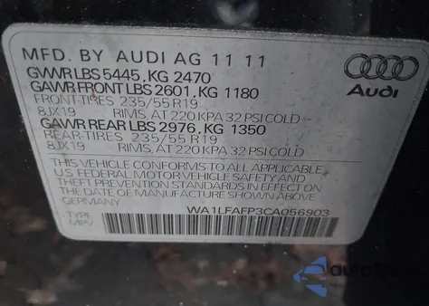 2012 Audi Q5 2.0T Premium from USA, damaged, VIN WA1LFAFP3CA056903